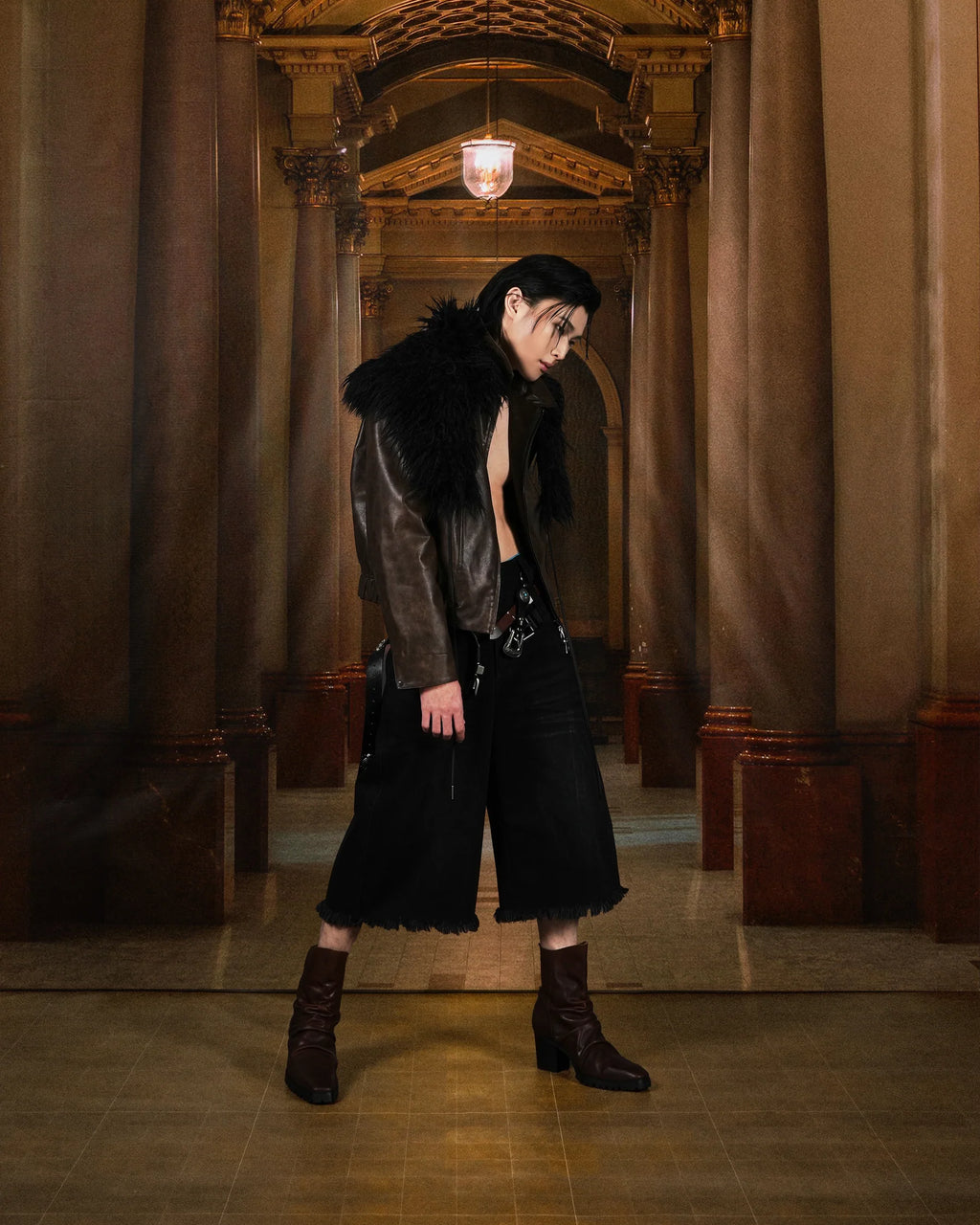 N E O OMERTA LEATHER JACKET BROWN