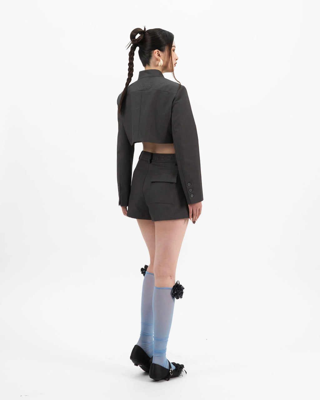 MANDARIN CROPPED SUIT BLACK