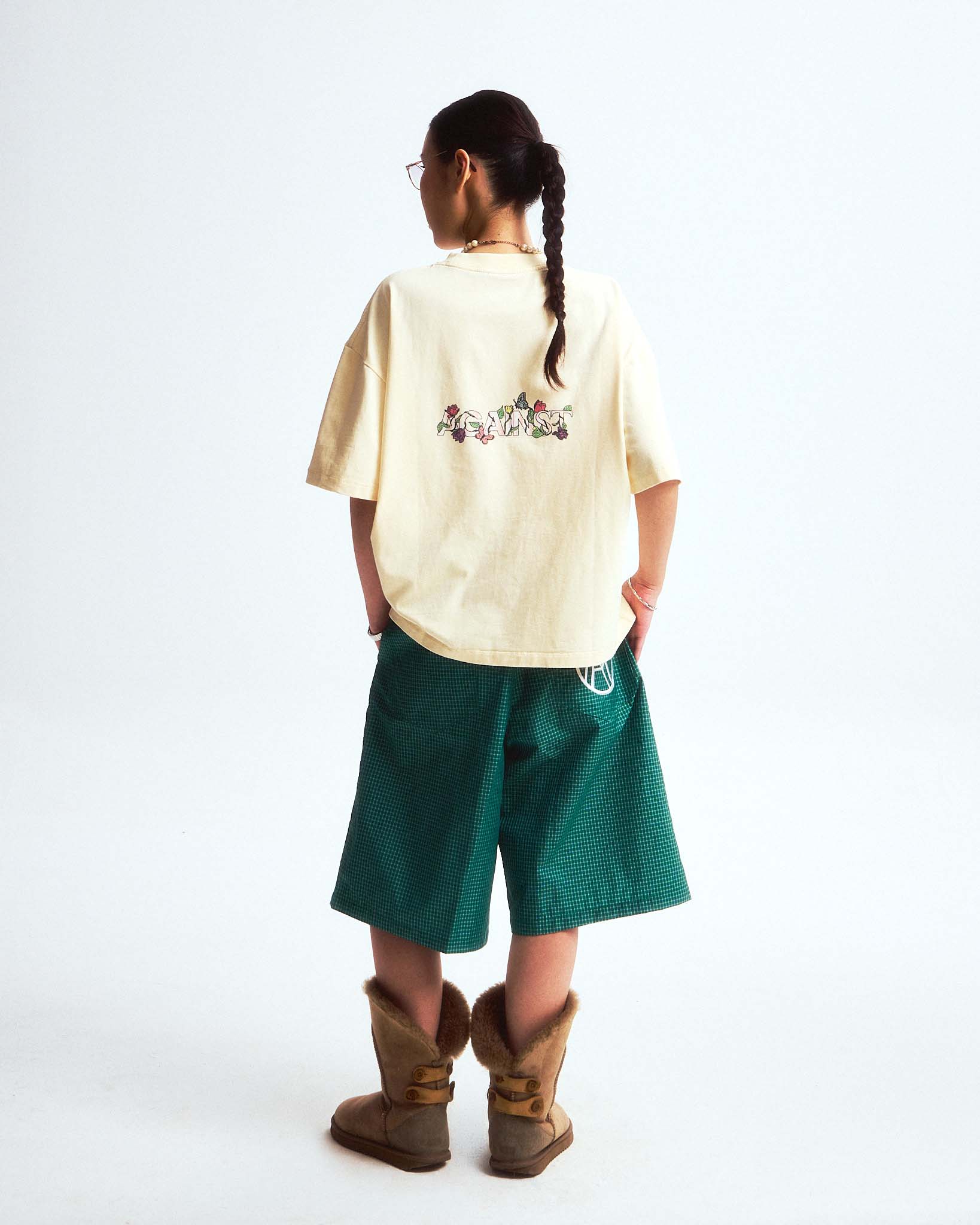 WASHED BUTTERFLY BOXY TEE CREAM