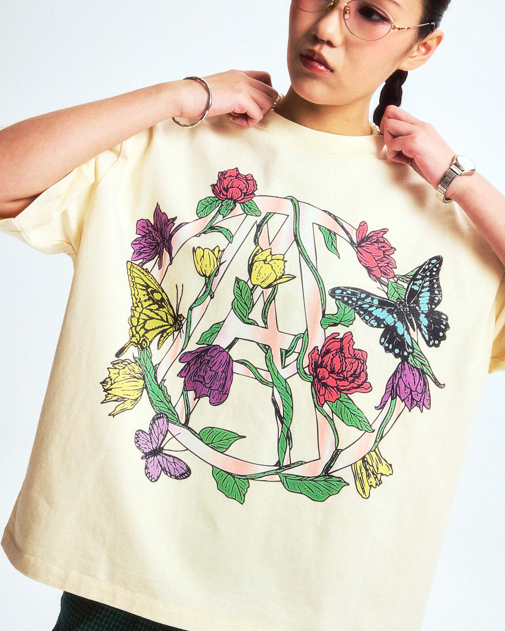 WASHED BUTTERFLY BOXY TEE CREAM