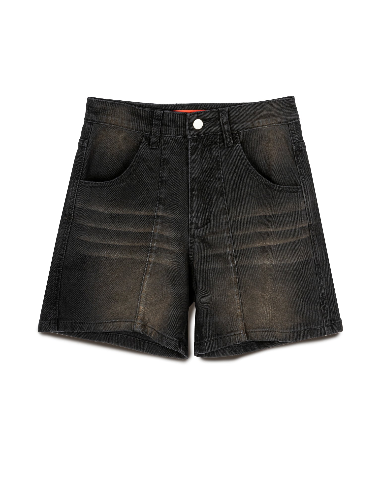 FADED WRINKLE JORTS BLACK