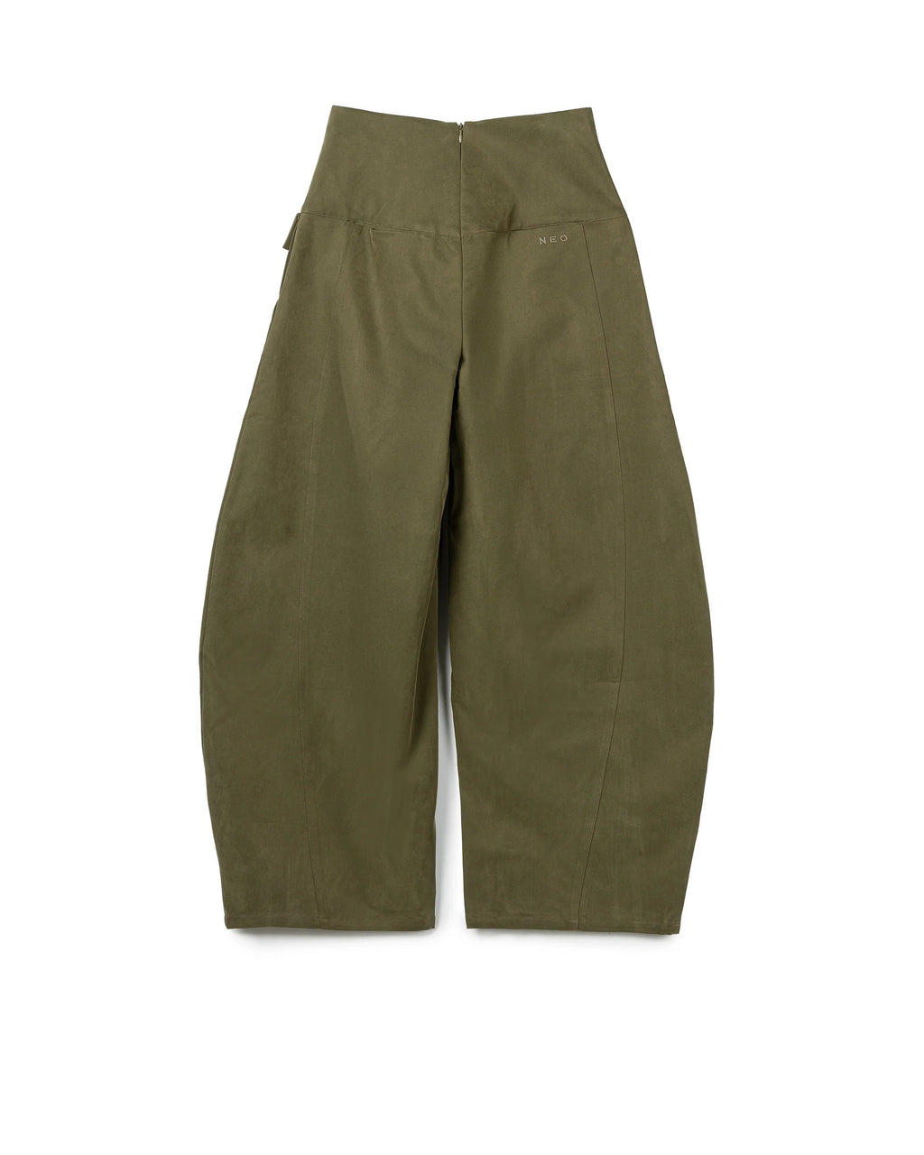BUTTON BARREL LEG TROUSERS GREEN