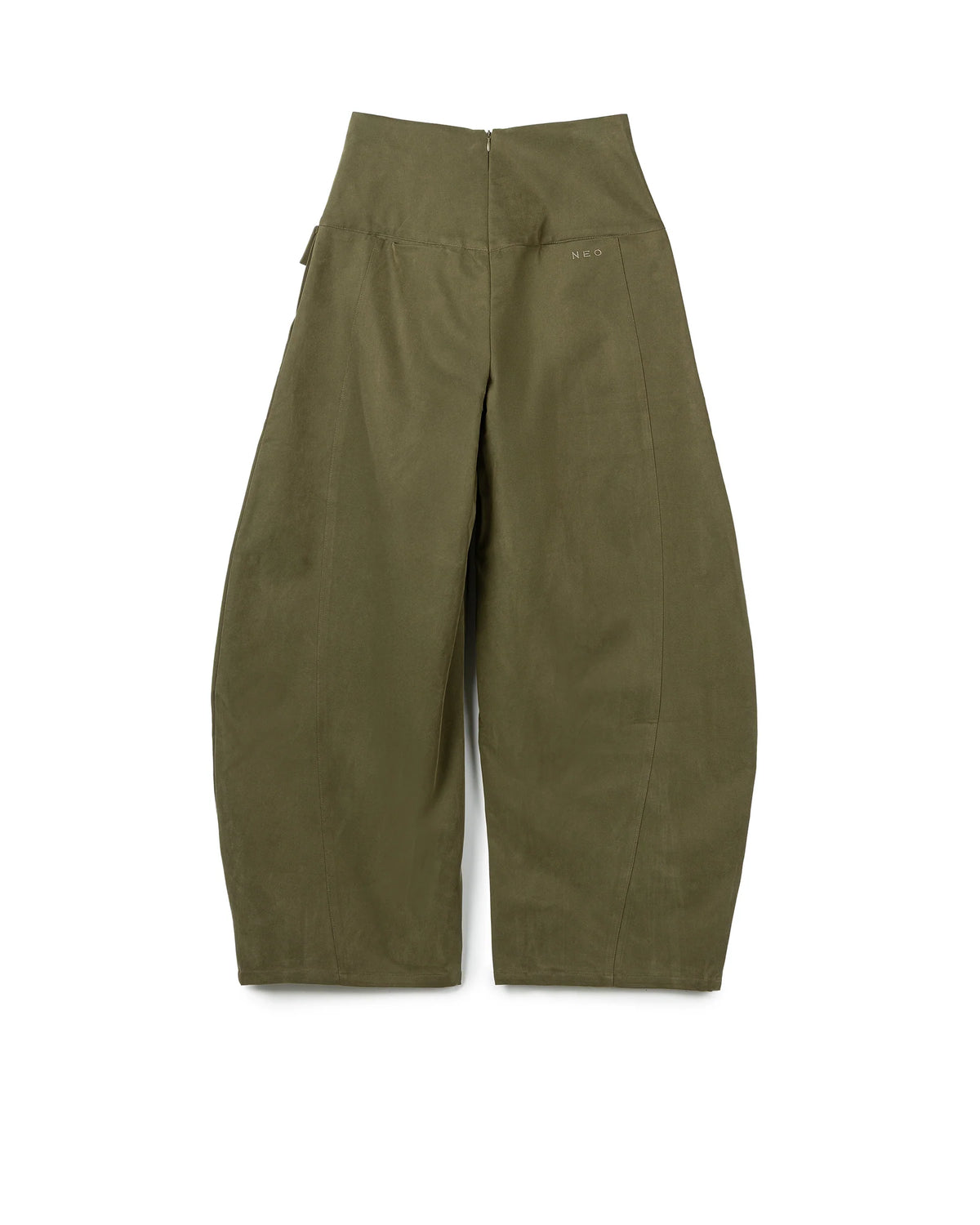 BUTTON BARREL LEG TROUSERS GREEN