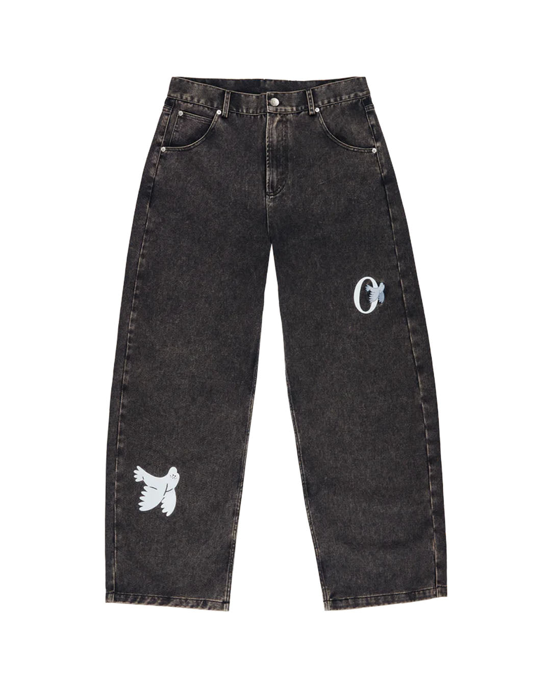 WANGTHAIN DENIM LOW WAIST BALLON PANT DARK GREY
