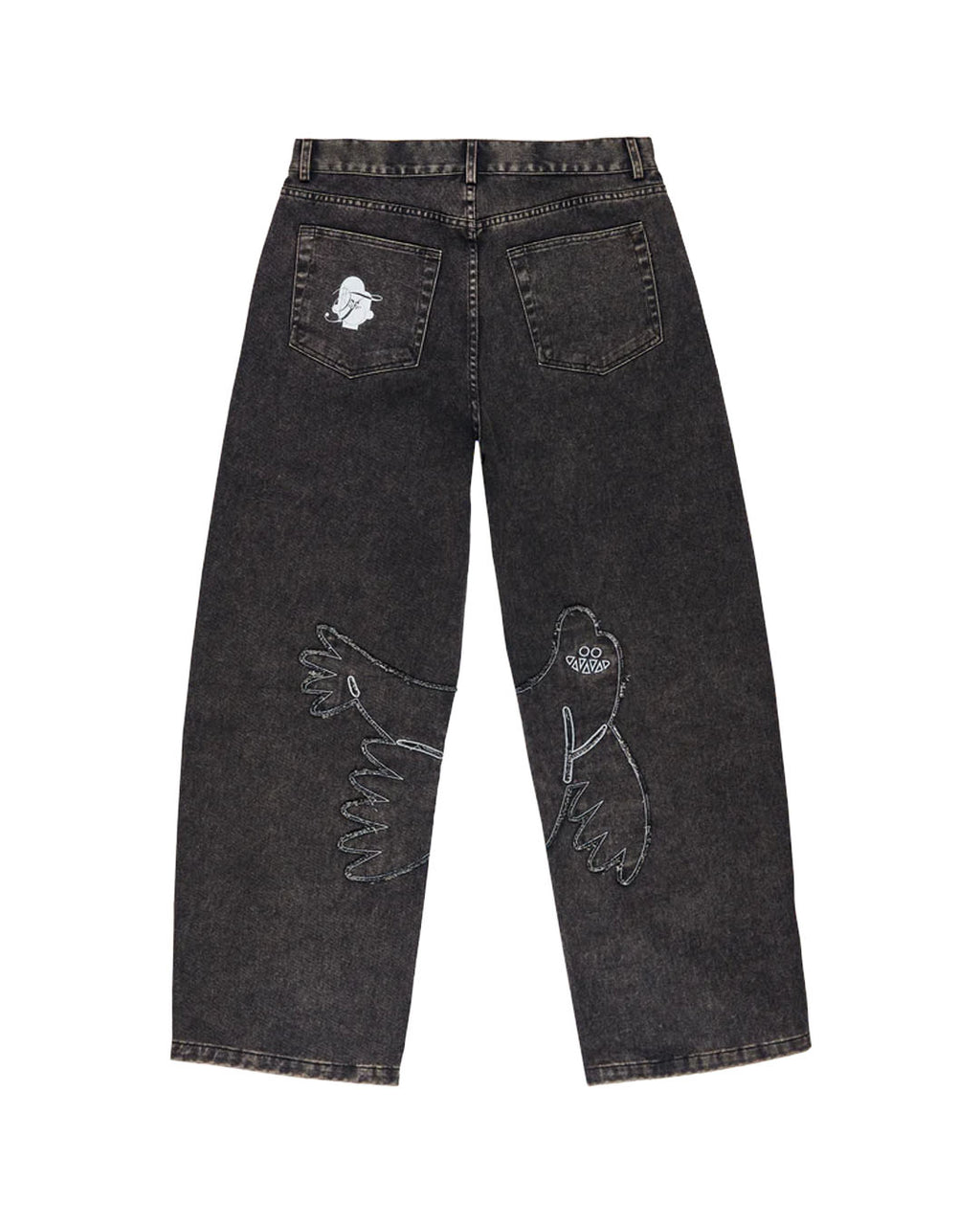 WANGTHAIN DENIM LOW WAIST BALLON PANT DARK GREY