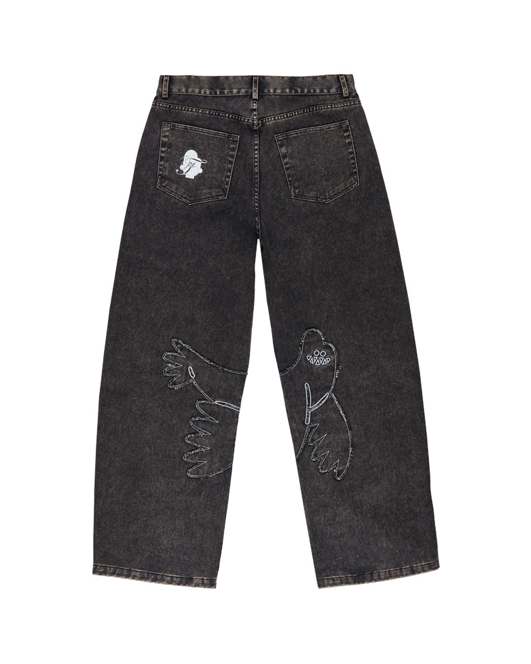WANGTHAIN DENIM LOW WAIST BALLON PANT DARK GREY