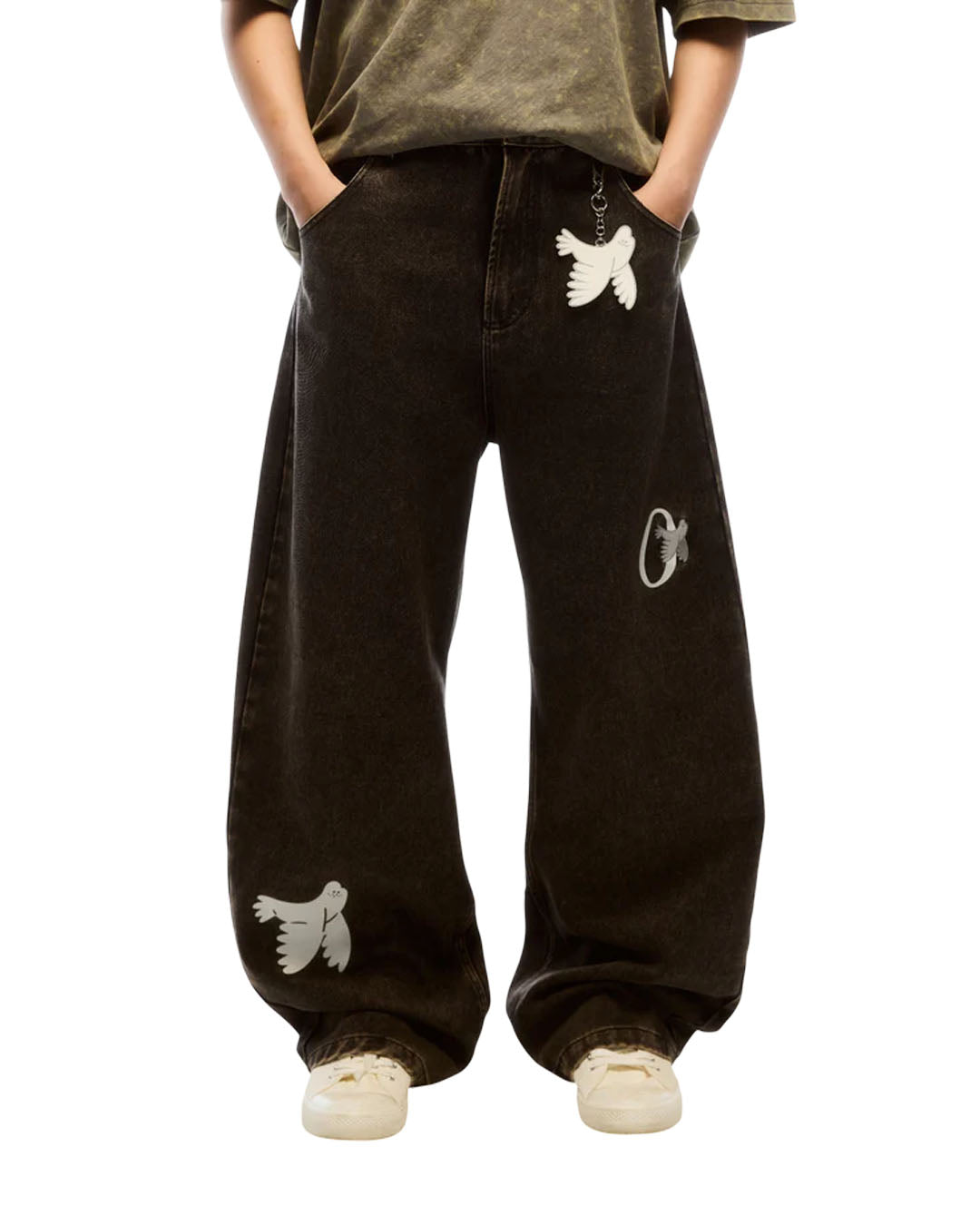WANGTHAIN DENIM LOW WAIST BALLON PANT DARK GREY