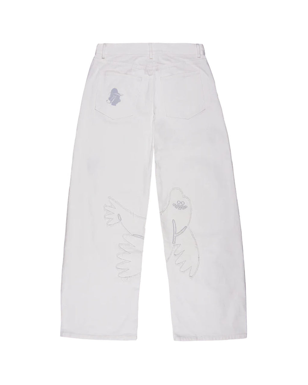 WANGTHIAN DENIM LOW-WAIST BALLON PANT WHITE