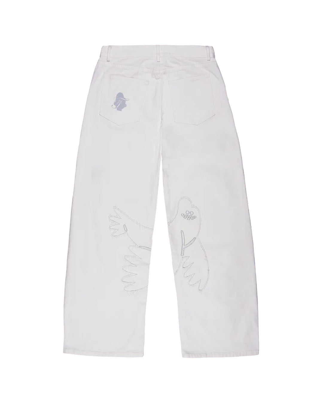 WANGTHIAN DENIM LOW-WAIST BALLON PANT WHITE