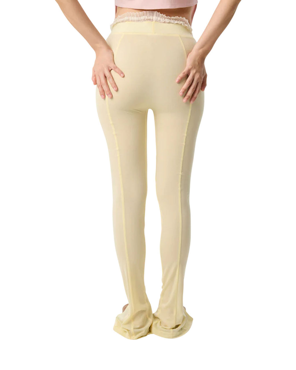SHEER COLOR HIGH WAISTED SEE THROUGH LEGGING YELLOW