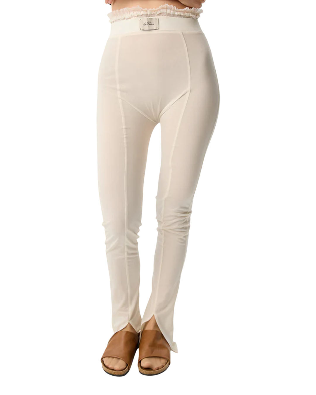 SHEER COLOR HIGH WAISTED SEE THROUGH LEGGING CREAM