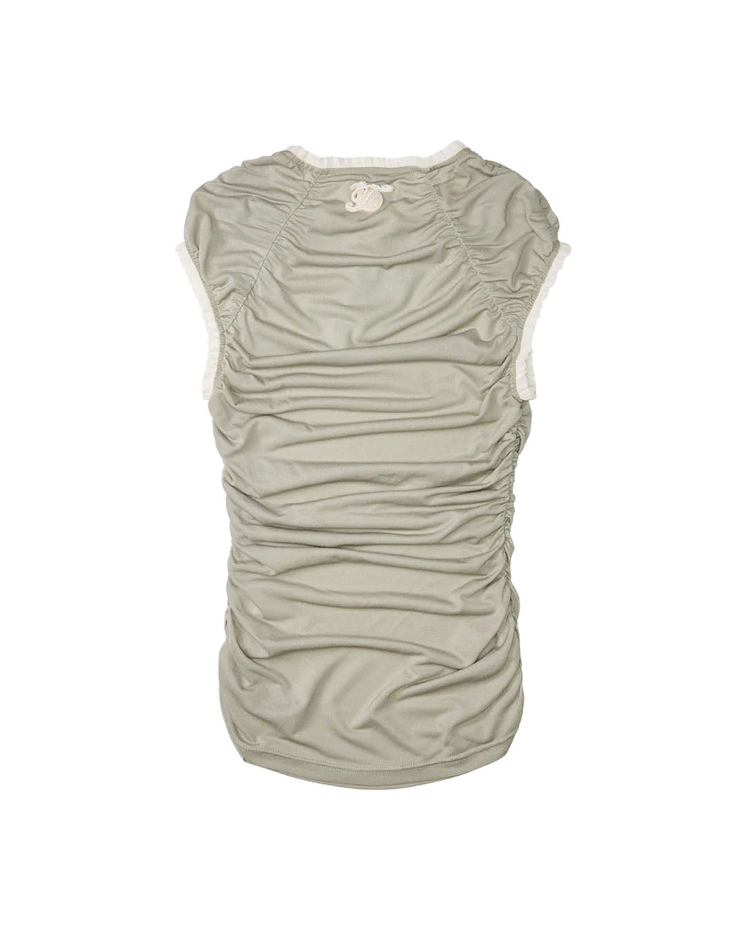 HEART SHAPE CHINESE KNOT GATHERED KNIT TOP GREEN