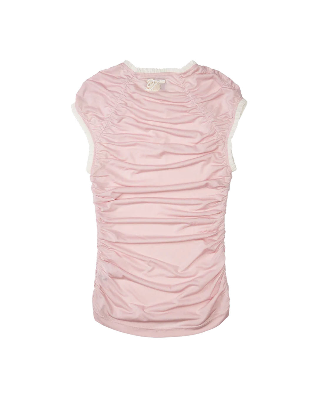 HEART SHAPE CHINESE KNOT GATHERED KNIT TOP PINK