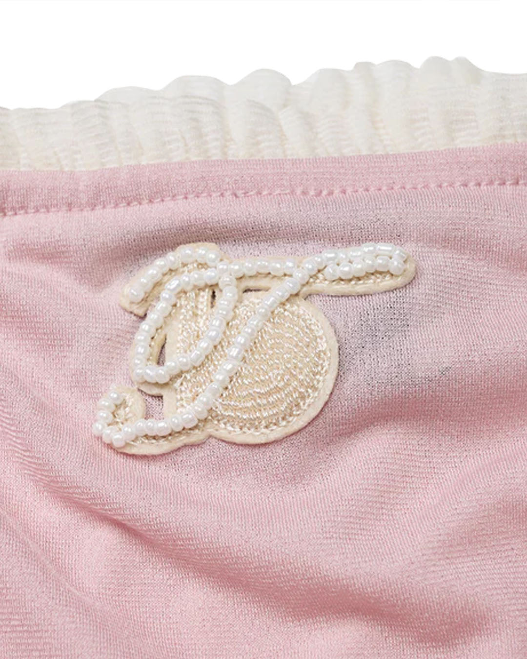 HEART SHAPE CHINESE KNOT GATHERED KNIT TOP PINK