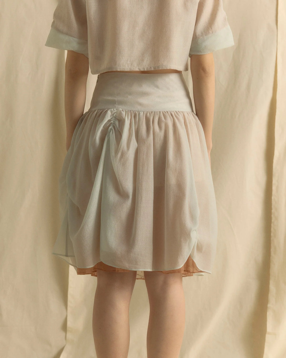 PUFFY KNEE LENGTH SKIRT BAMLY GREEN