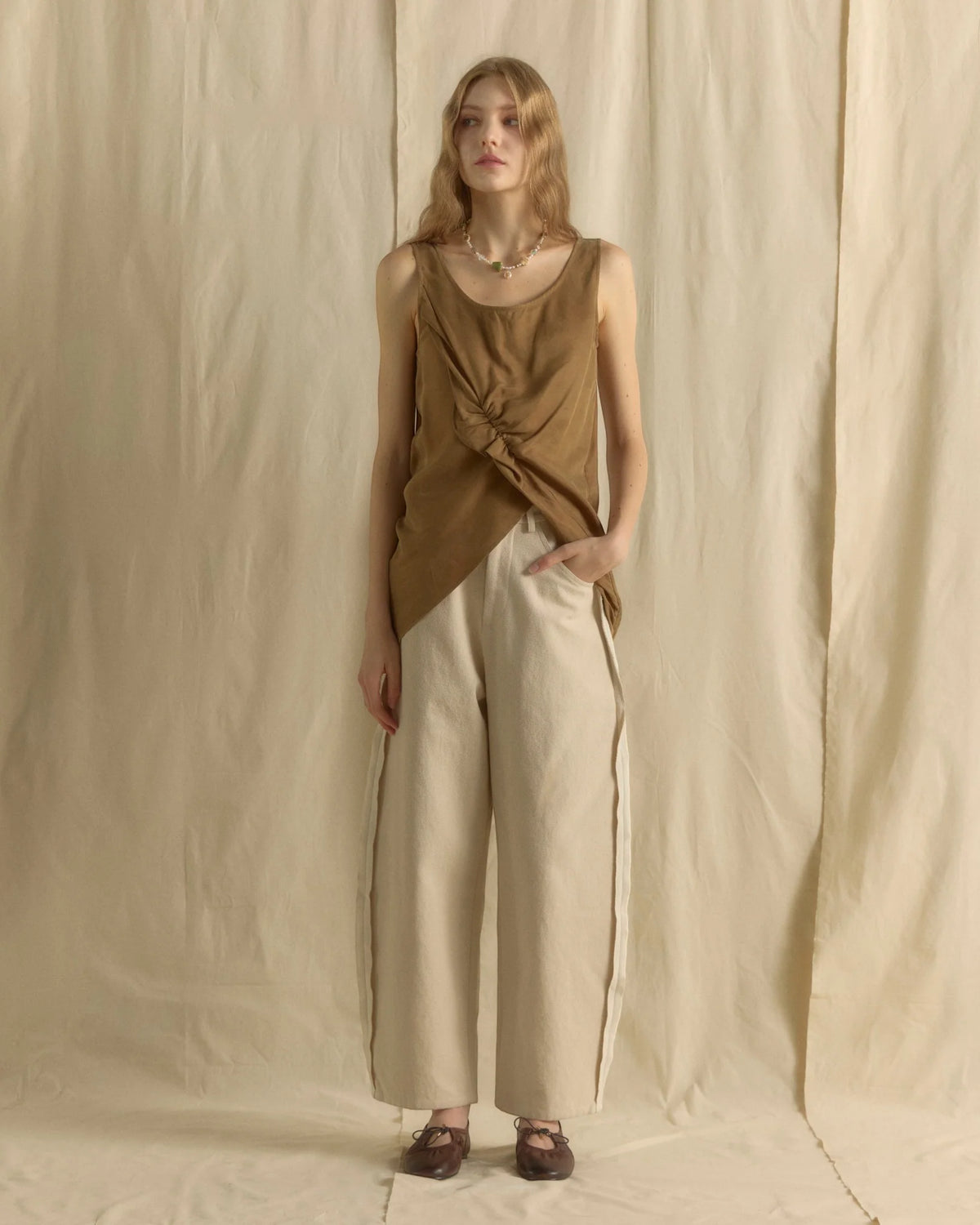 ASYMMETRIC LONG TOP DARK OLIVE GREEN