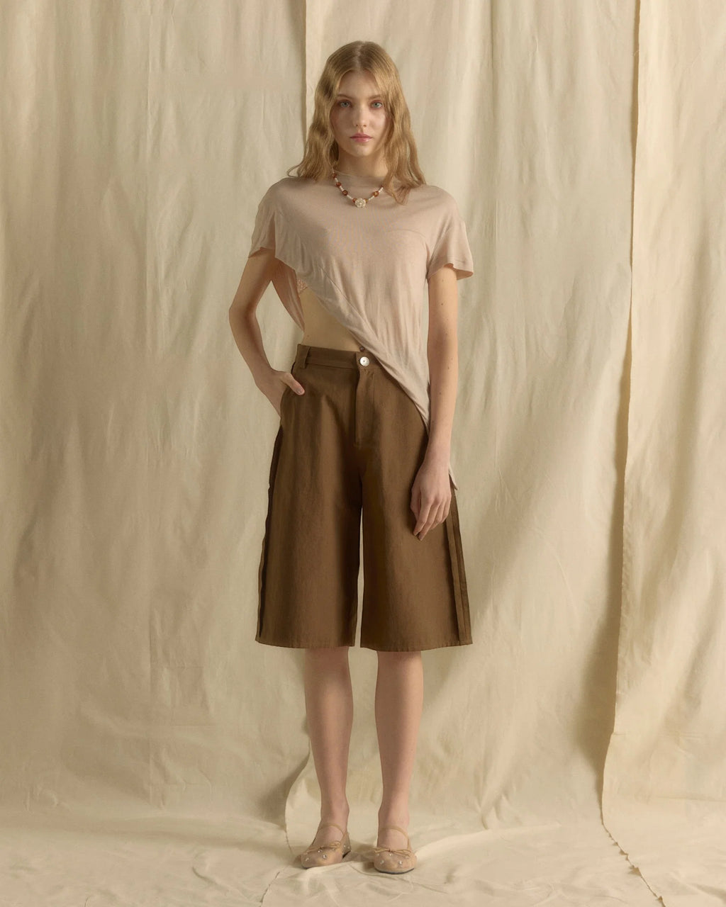 ONE SIDE SHOULDER TOP TAUPE