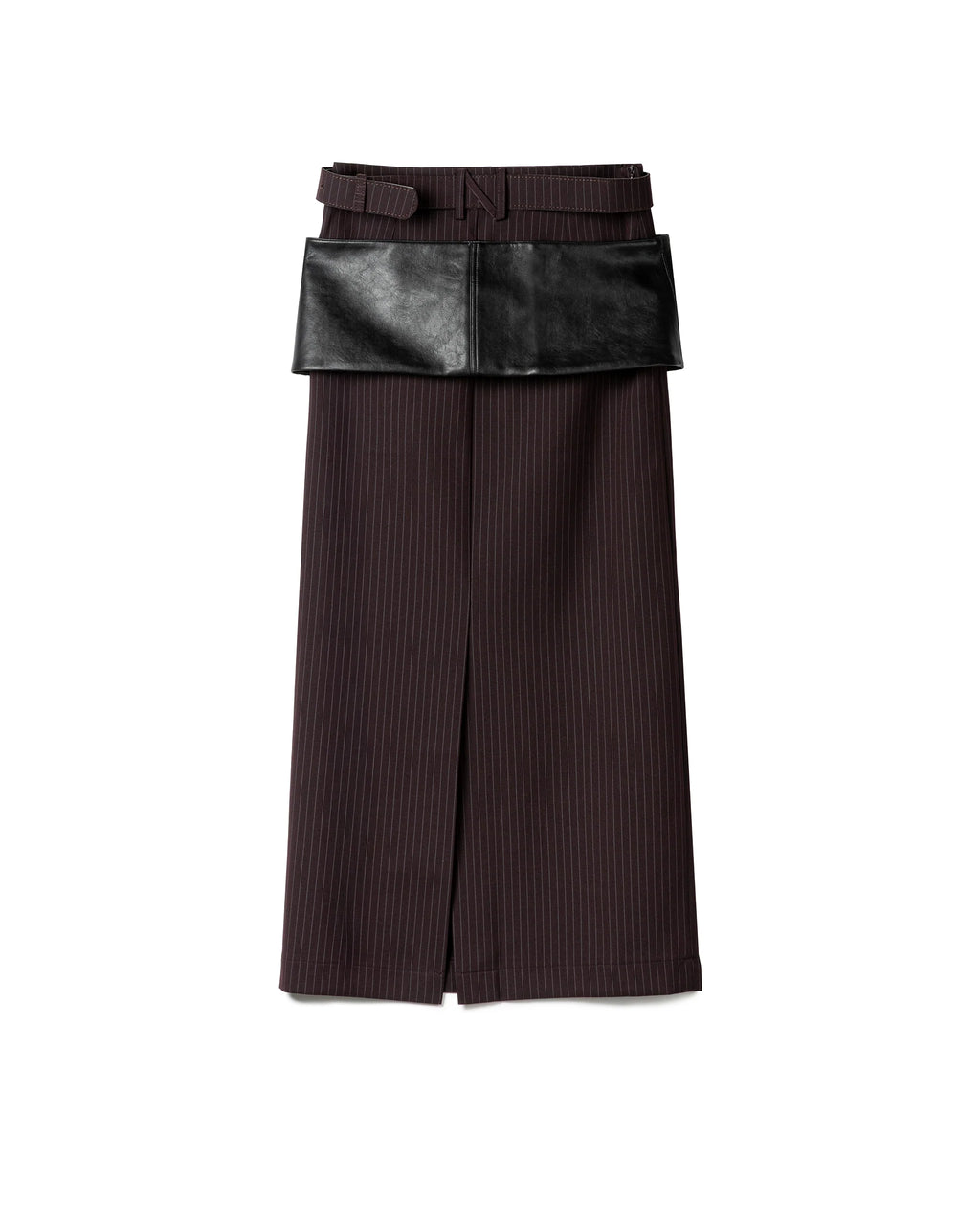 TAILORED PENCIL SKIRT WITH WAIST BELT BURGUNDY