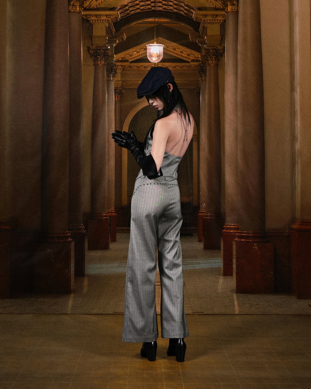 PINSTRIPE VEST DARK GREY