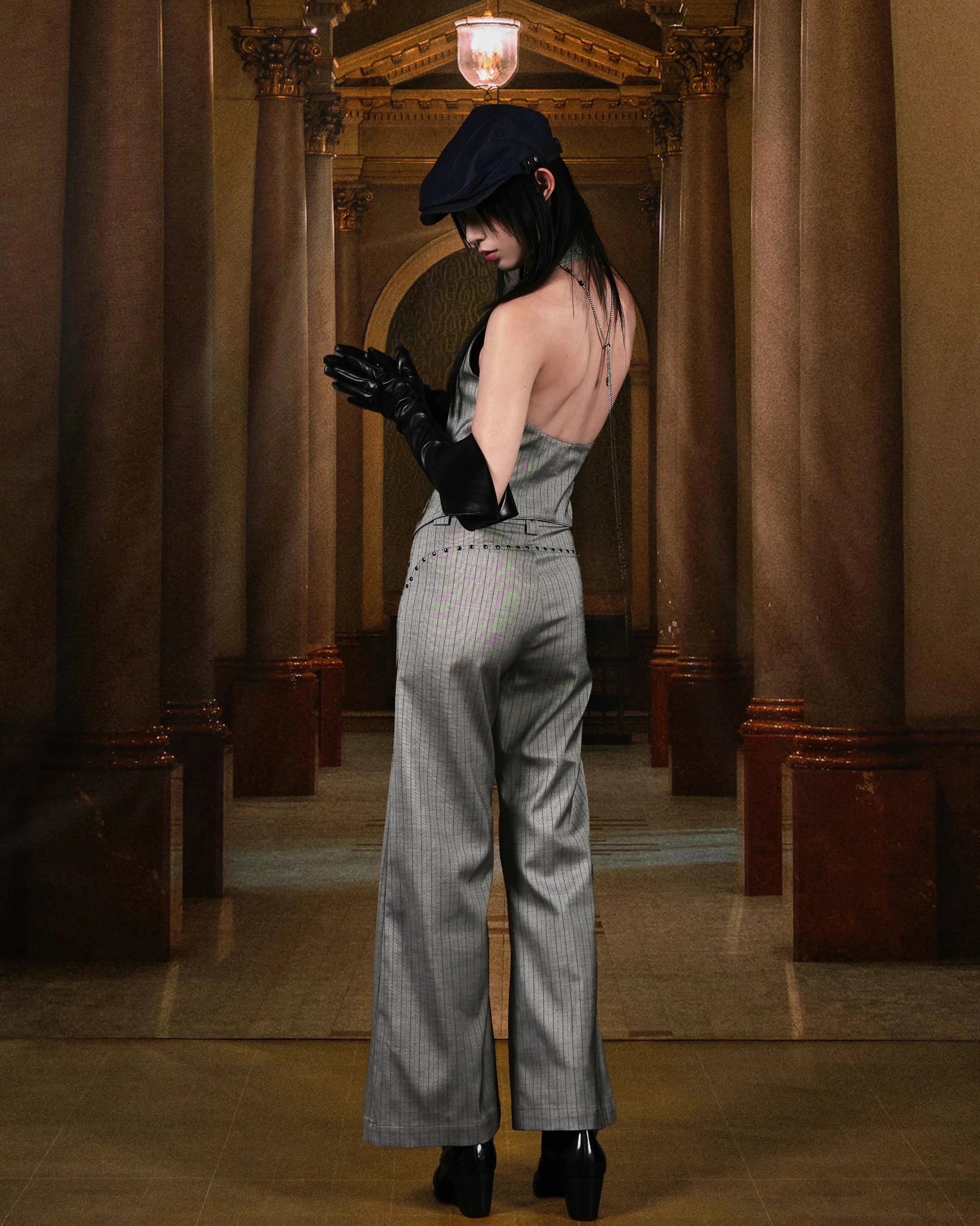 N E O VOL.2_CH.2 PINSTRIPE TROUSERS DARK GREY