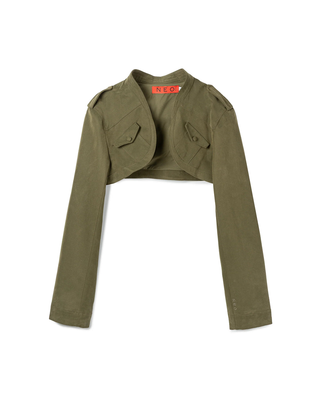BUTTON CROPPED JACKET GREEN
