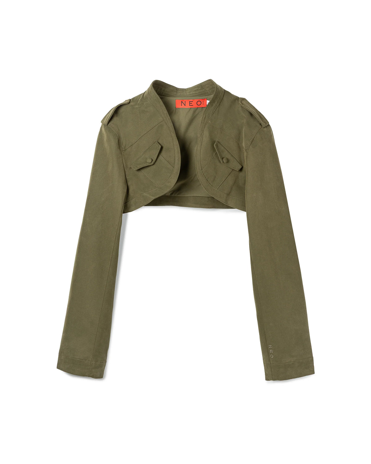 BUTTON CROPPED JACKET GREEN