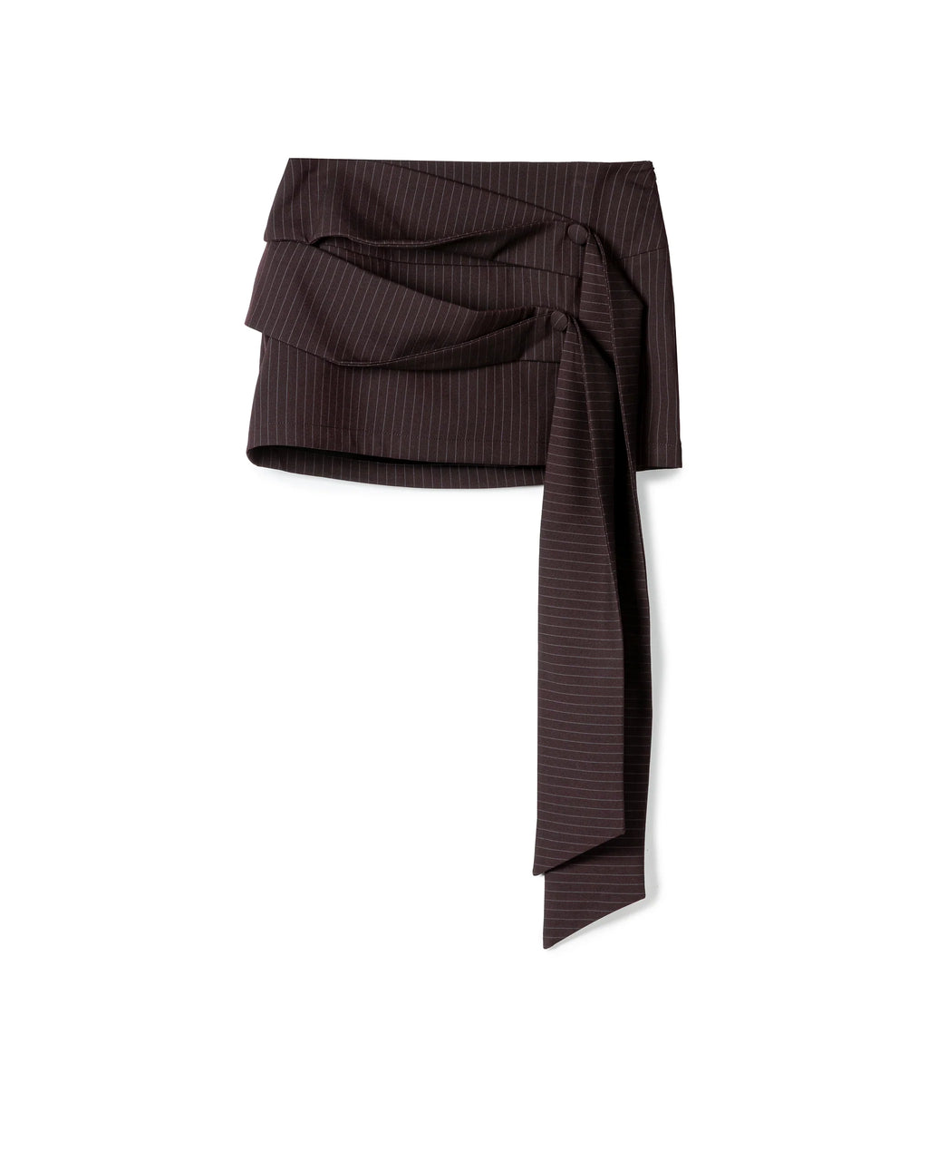 ASYMMETRICAL DRAPE TIE MINI SKIRT BURGUNDY
