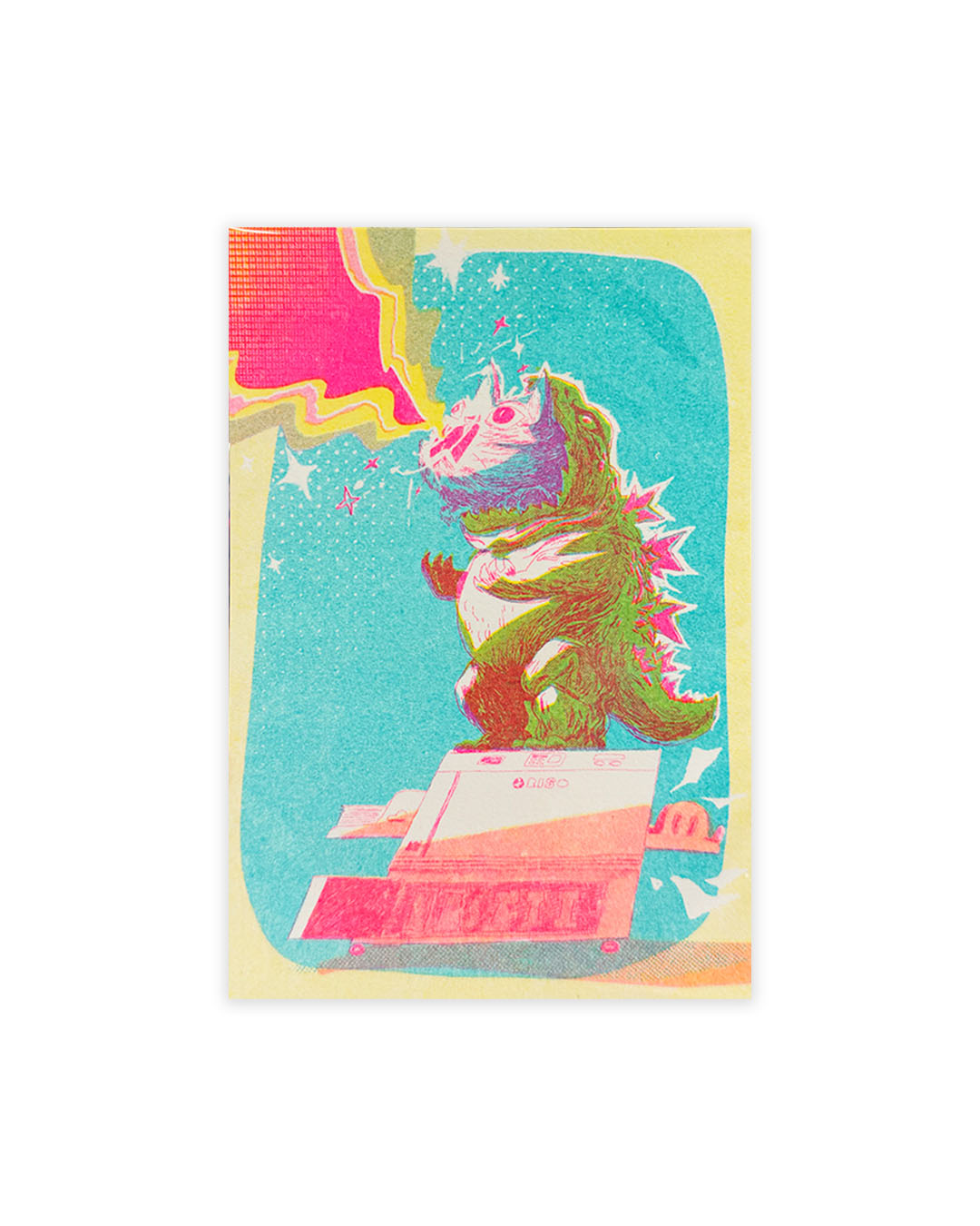 RISOGRAPH POSTCARD CATZILLA