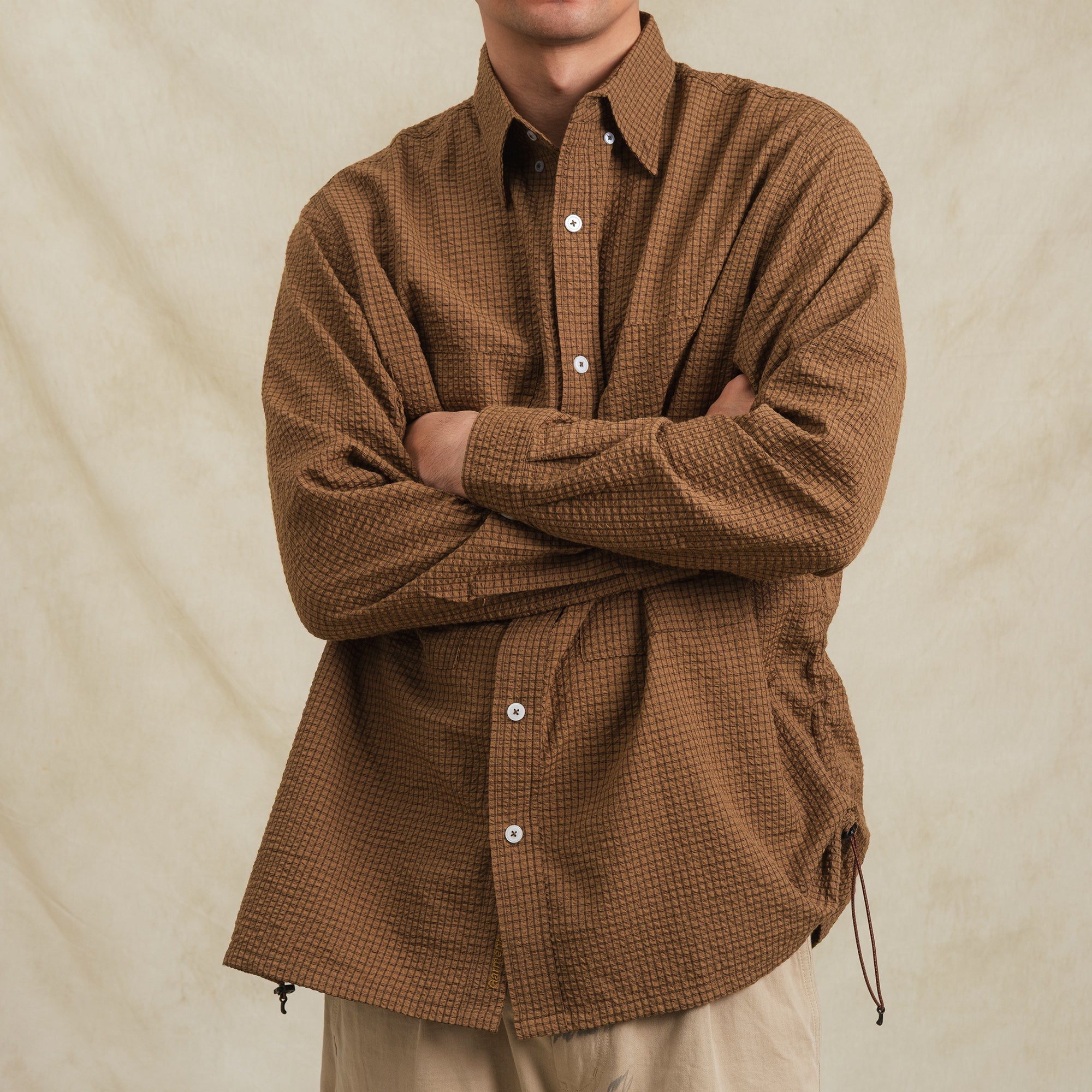 Shuren Checkered Sidepull Shirt / Linen