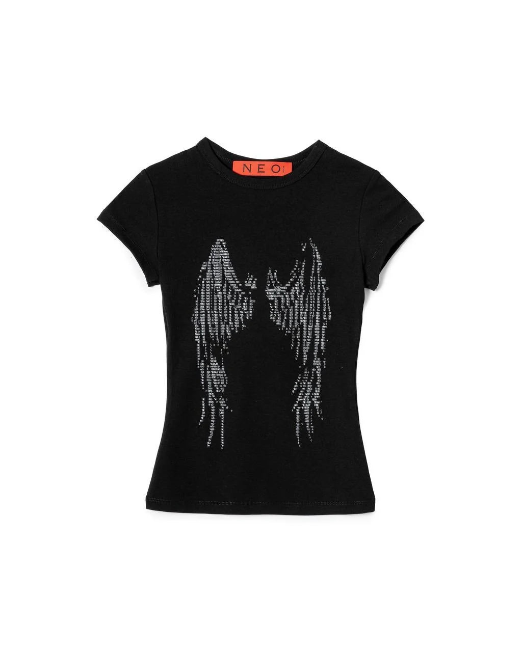 TYPOGRAPHIC WING PRINT TOP BLACK