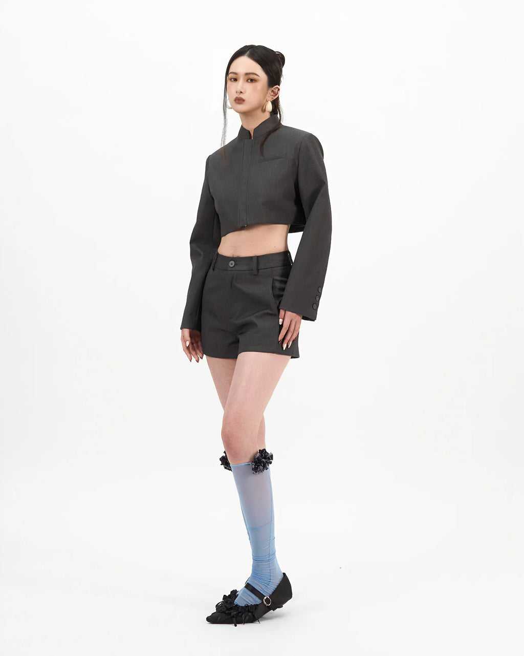 MANDARIN CROPPED SUIT BLACK