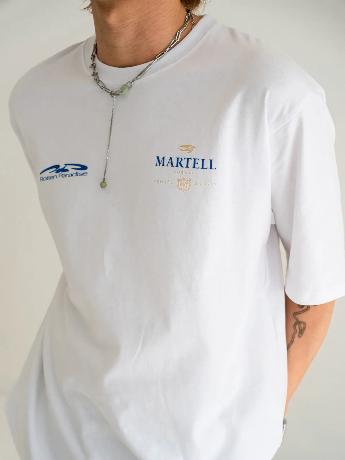 ROTTEN PARADISE X MARTELL GUEST CHECK TEE WHITE