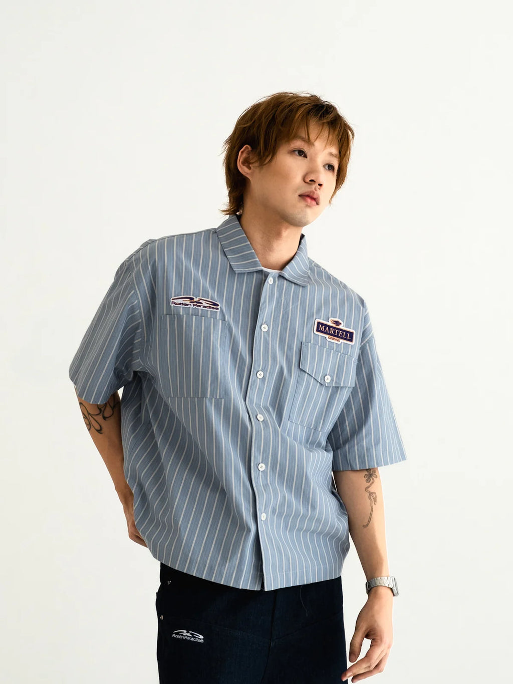 ROTTEN PARADISE X MARTELL BARTENDER SHIRT ICE BLUE