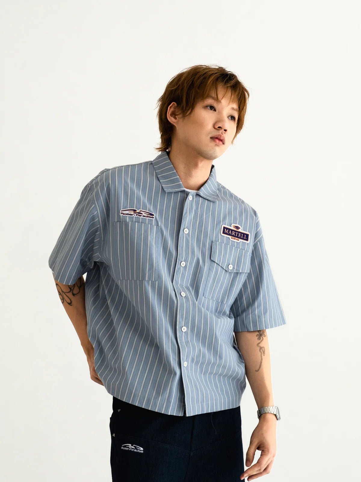 ROTTEN PARADISE X MARTELL BARTENDER SHIRT ICE BLUE