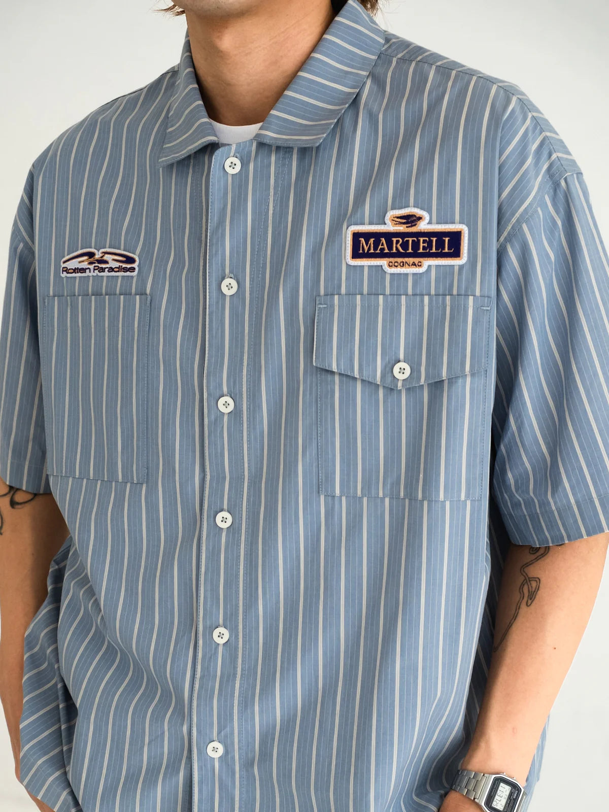 ROTTEN PARADISE X MARTELL BARTENDER SHIRT ICE BLUE