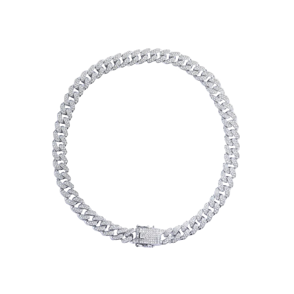 GLASS STONE CUBAN LINK SILVER