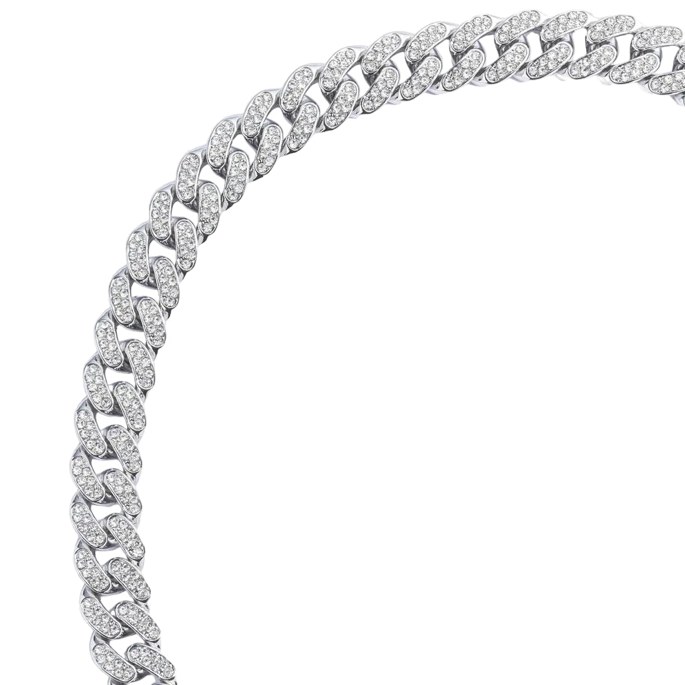 GLASS STONE CUBAN LINK SILVER