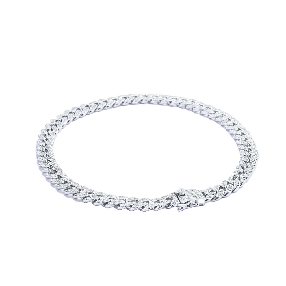 GLASS STONE CUBAN LINK SILVER