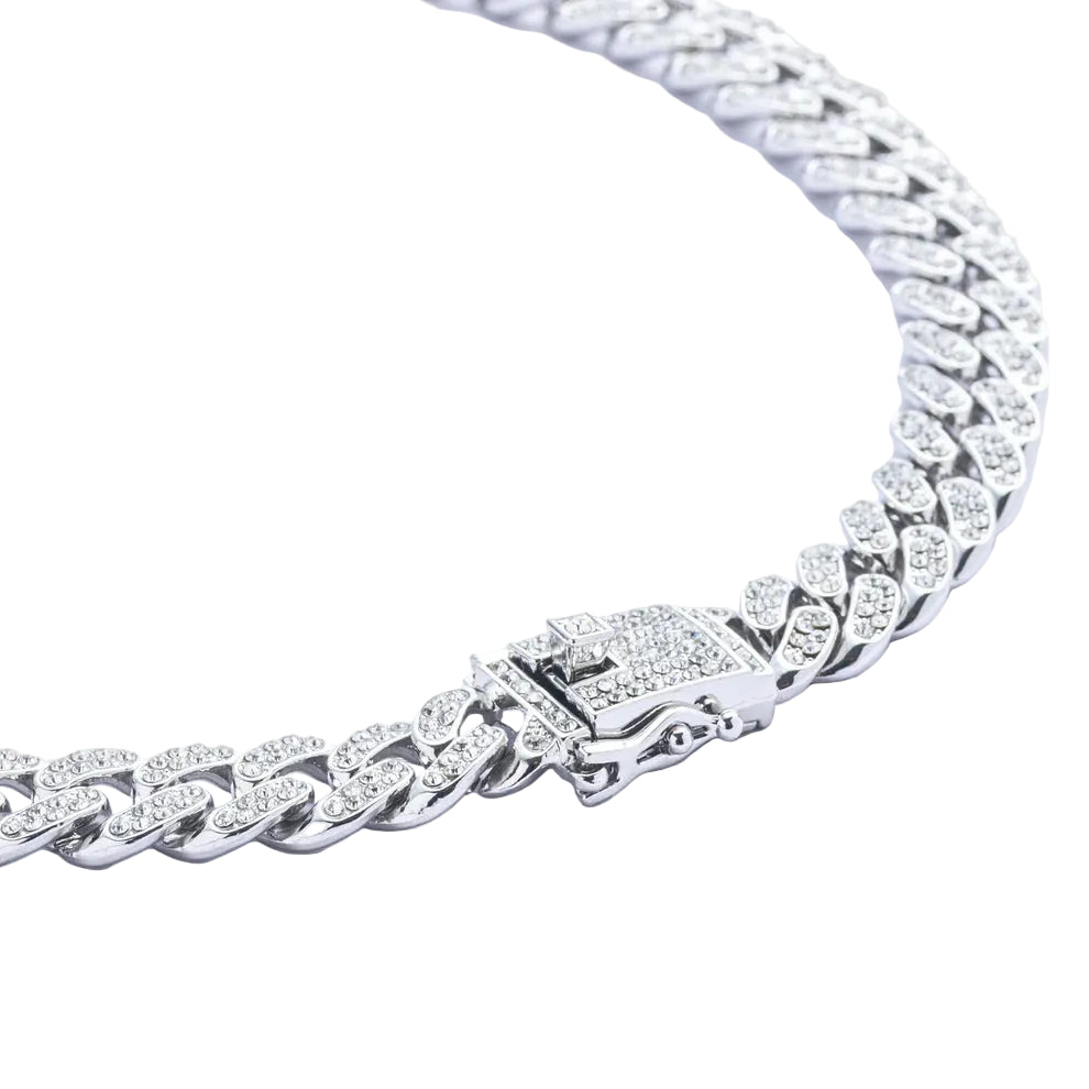 GLASS STONE CUBAN LINK SILVER