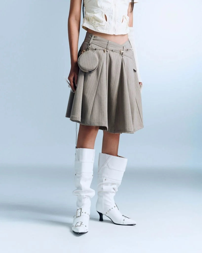 DEVORA STRIPES SKIRT BROWN