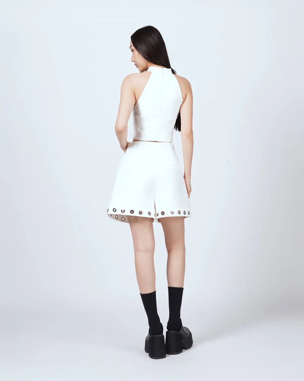 CUT-OUT HALTER TOP WHITE