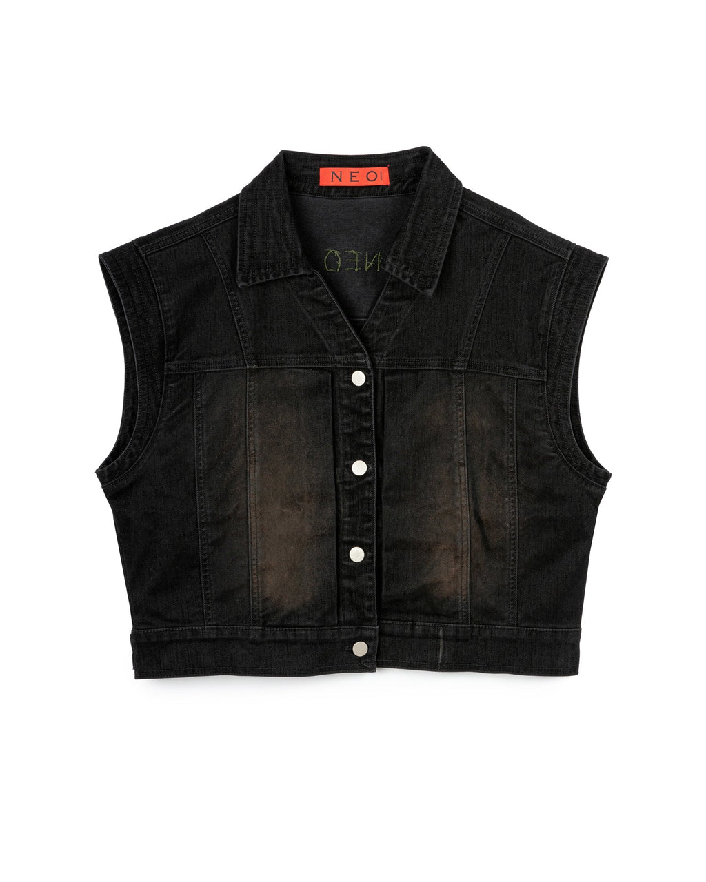 FADED WRINKLE SLEEVELESS OUTERWEAR BLACK