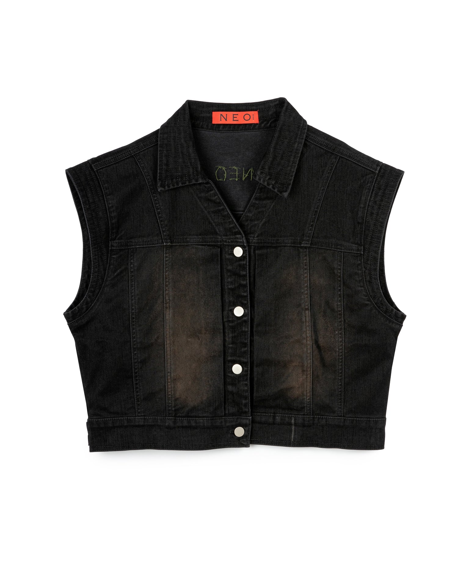 FADED WRINKLE SLEEVELESS OUTERWEAR BLACK