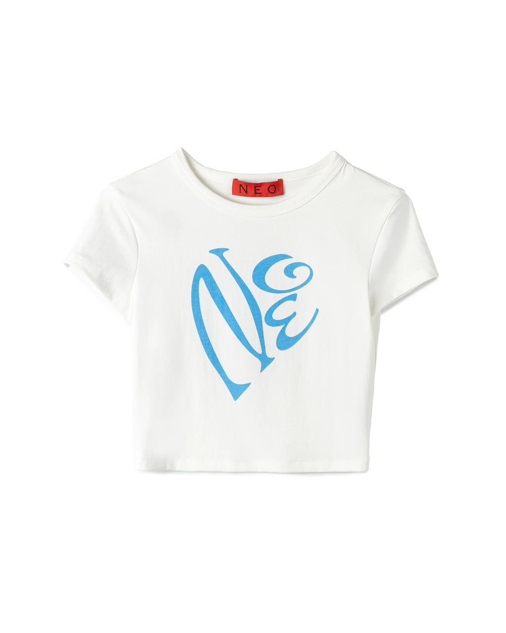 FITTED CALLIGRAPHIC CROPPED T-SHIRT WHITE