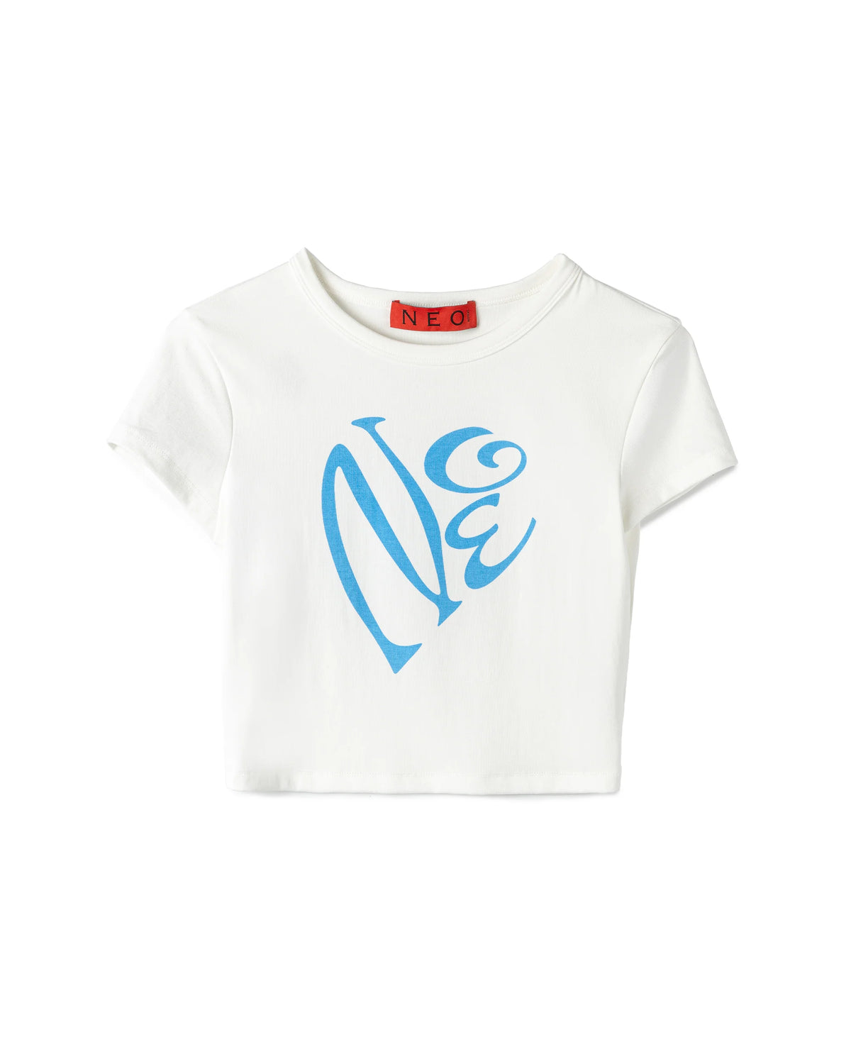 FITTED CALLIGRAPHIC CROPPED T-SHIRT WHITE
