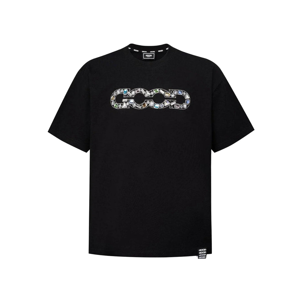 GEMSTONE EMBELLISHED LOGO TEE BLACK SS26
