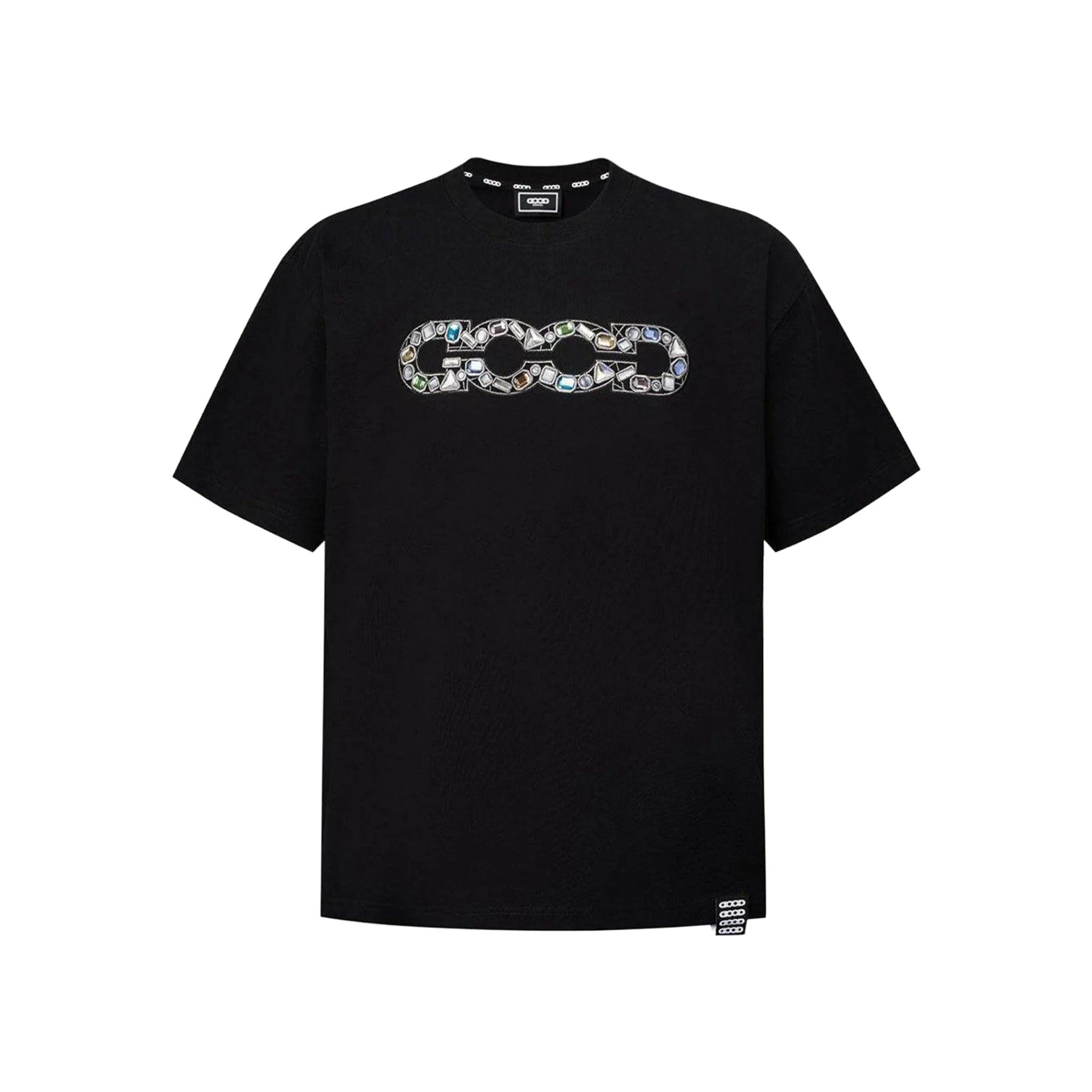 GEMSTONE EMBELLISHED LOGO TEE BLACK SS26