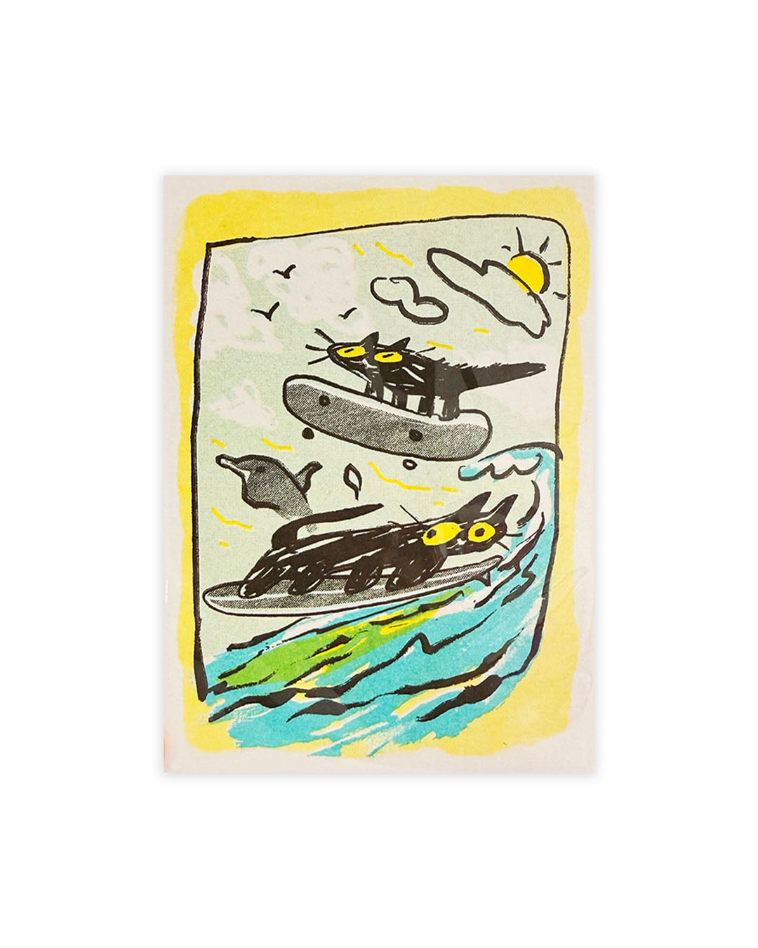 RISOGRAPH POSTCARD - GOOD WIND GOOD WATER