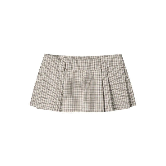 GINGHAM MINI SKIRT BROWN