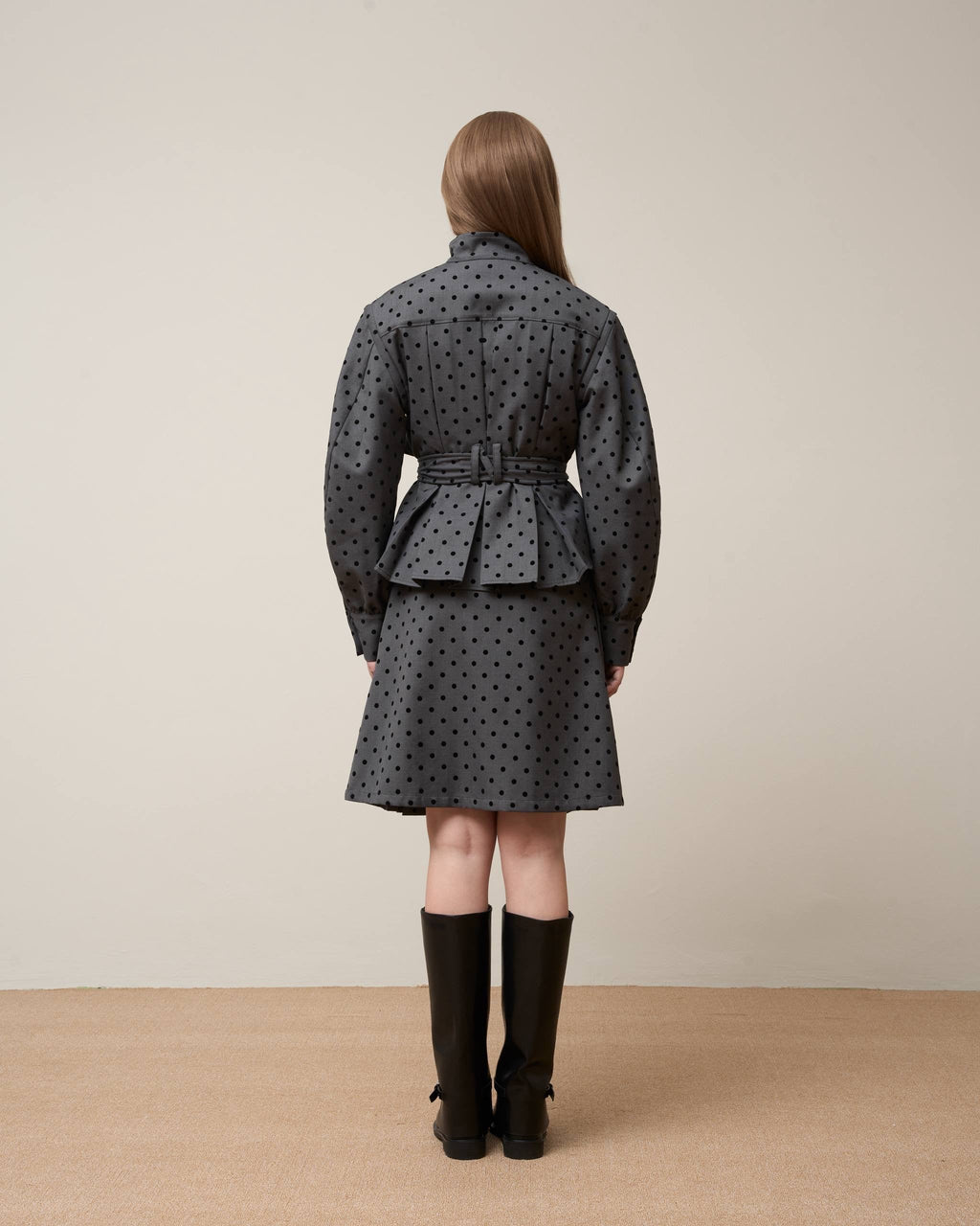 FLOWING DOUBLE LAYERED POLKA MIDI SKIRT